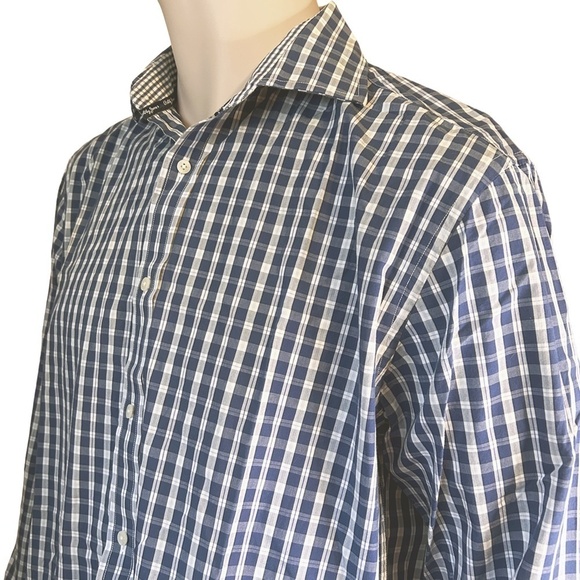Bobby Jones Shirt Button Up Blue Plaid Long Sleeve 100% Cotton Versatile As New - Picture 7 of 16